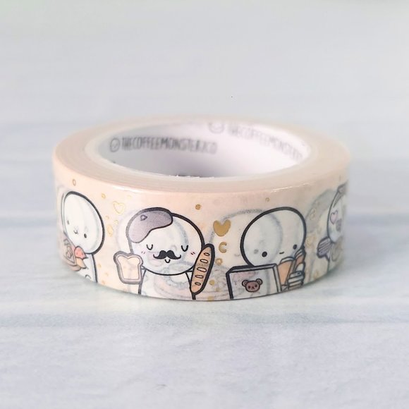 Cafe Time Emotis 15mm Washi Tape | TheCoffeeMonsterzCo TCMC - Picture 2 of 3